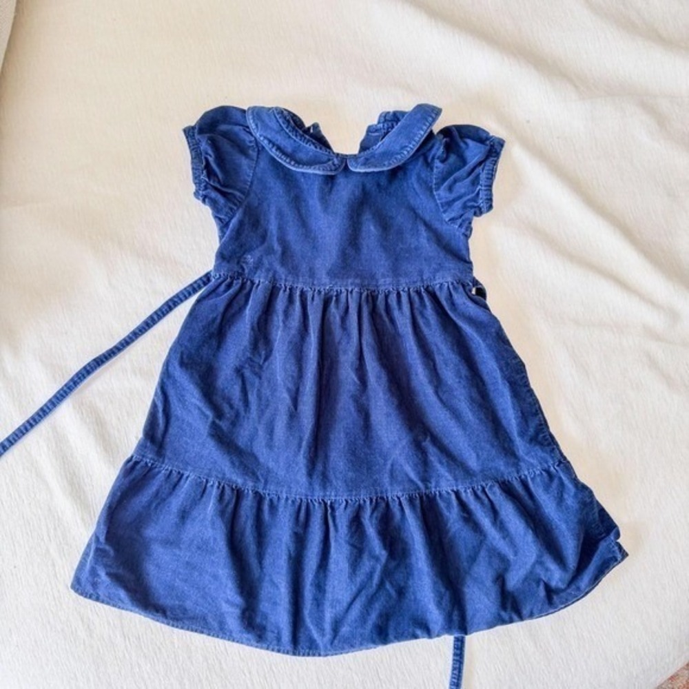 Girls Ralph Lauren Navy Corduroy Tiered Fall Dress Size 4